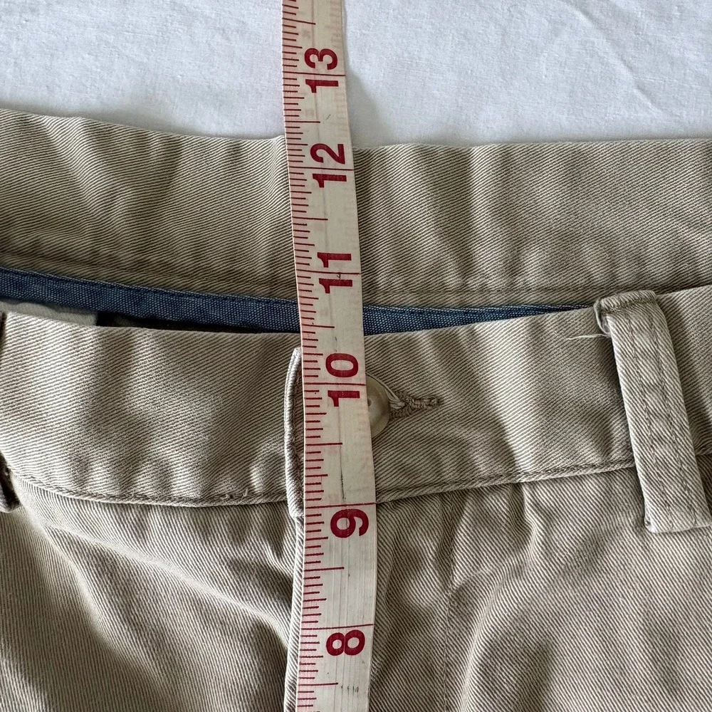 Polo Ralph Lauren Mens Khaki Chino Shorts Tan Cotton Twill Size 34 Flat Front